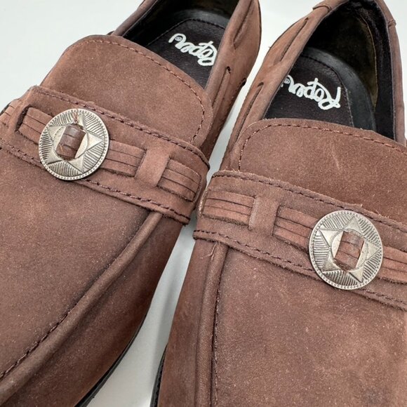 Roper Womens Brown Leather Silver Concho Accent Slip on Loafer Size 8.5 - Picture 5 of 13